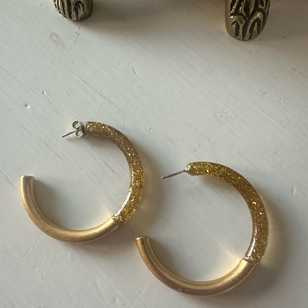 Madewell Gold Sparkly Hoop Earrings